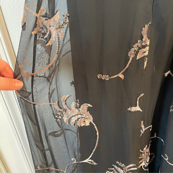 Vintage Black Velvet Maxi Dress Beaded Y2K whimsigoth Fairy Grunge Boho M - Picture 10 of 11